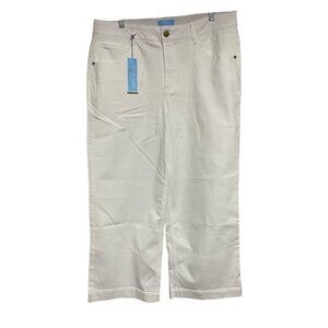 Draper James RSVP White Cropped Wide Leg Pants Womens Size 16 Cotton Blend